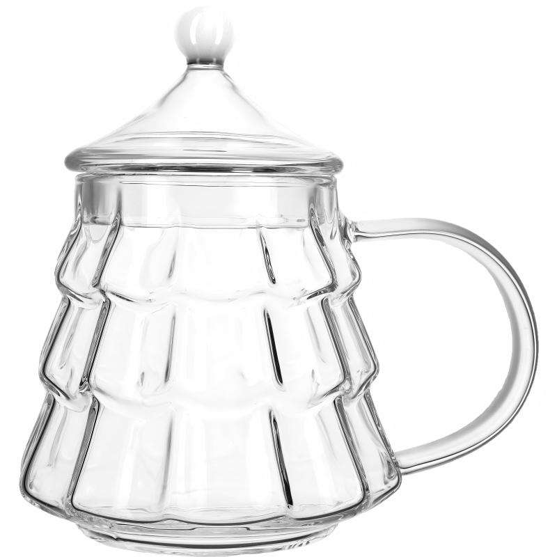 high borosilicate glass cups christmas tree shaped with cover