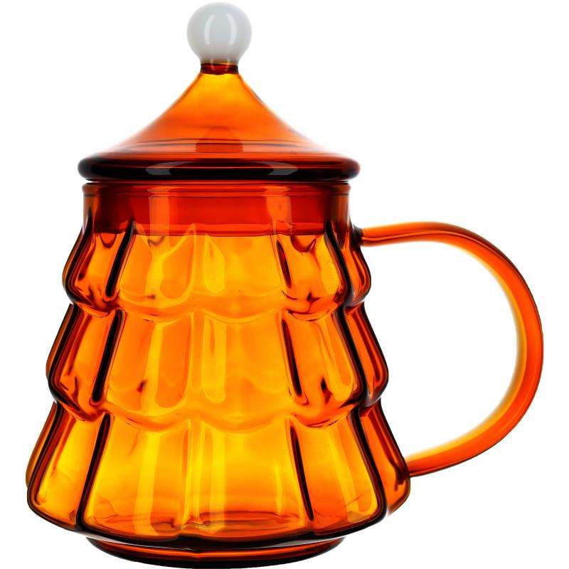 high borosilicate glass cups christmas tree shaped with cover