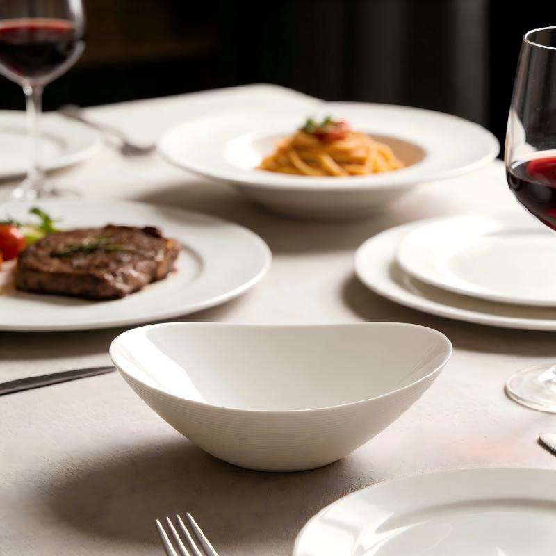 Classic white opal glass tableware- GOLD INGOT series (4)
