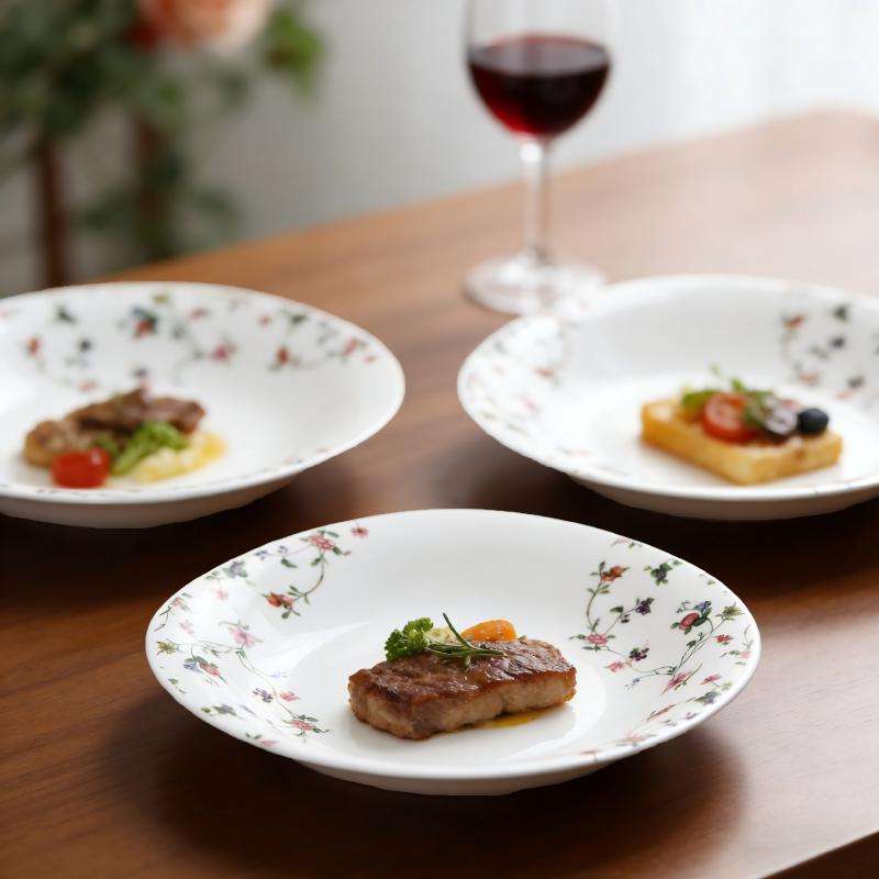 Elegant square opal glassware with decal (2)