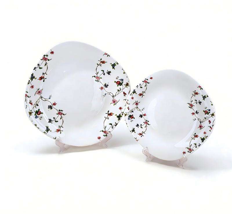 Elegant square opal glassware with decal (5)