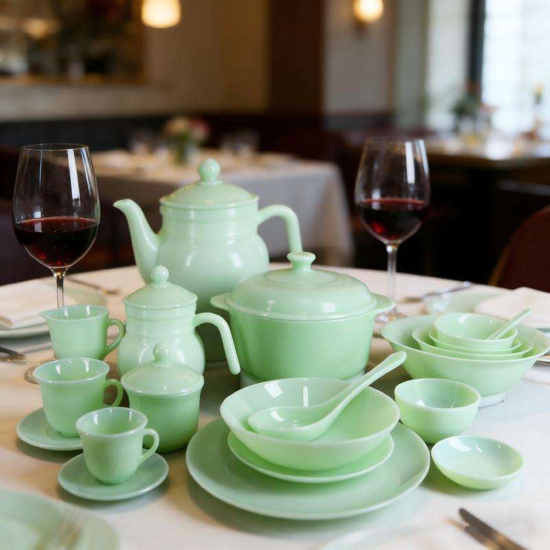 Exquisite jade opal glass tableware set- GREEN series (1)