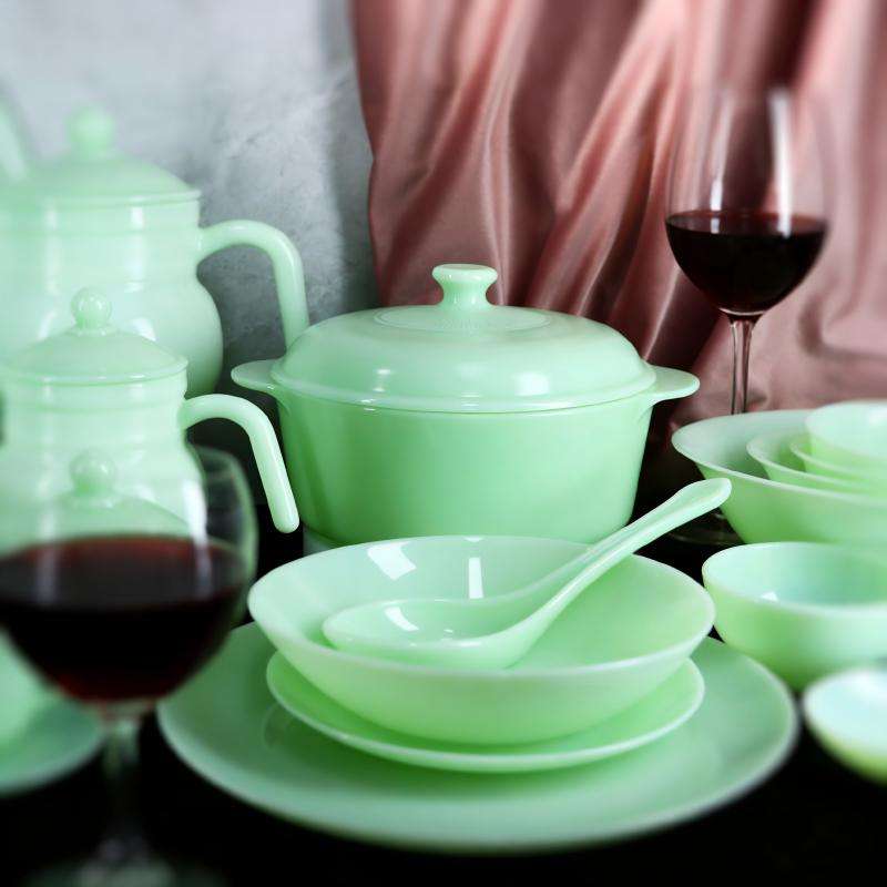 Exquisite jade opal glass tableware set- GREEN series (2)