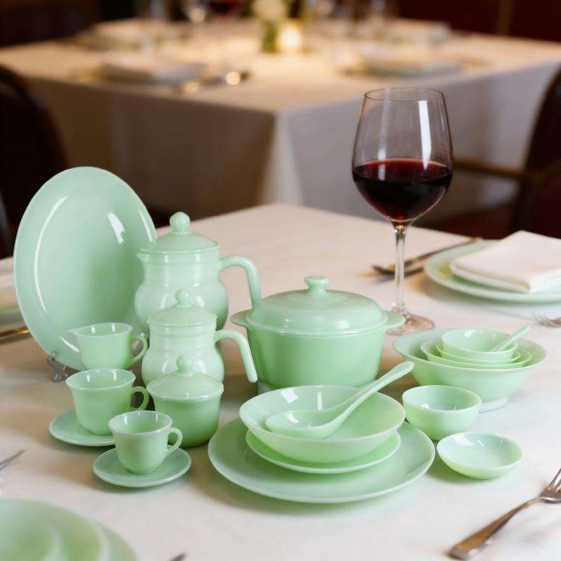 Exquisite jade opal glass tableware set- GREEN series (3)