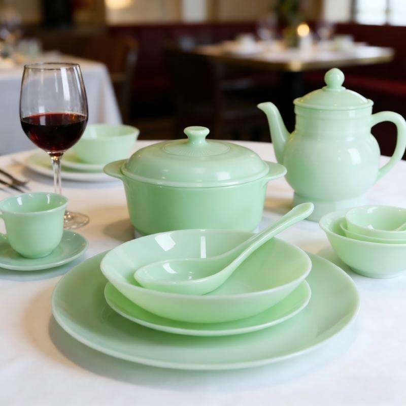 Exquisite jade opal glass tableware set- GREEN series (4)