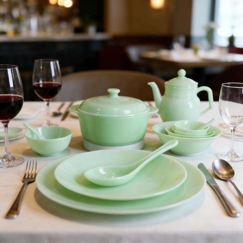 Exquisite jade opal glass tableware set- GREEN series (5)