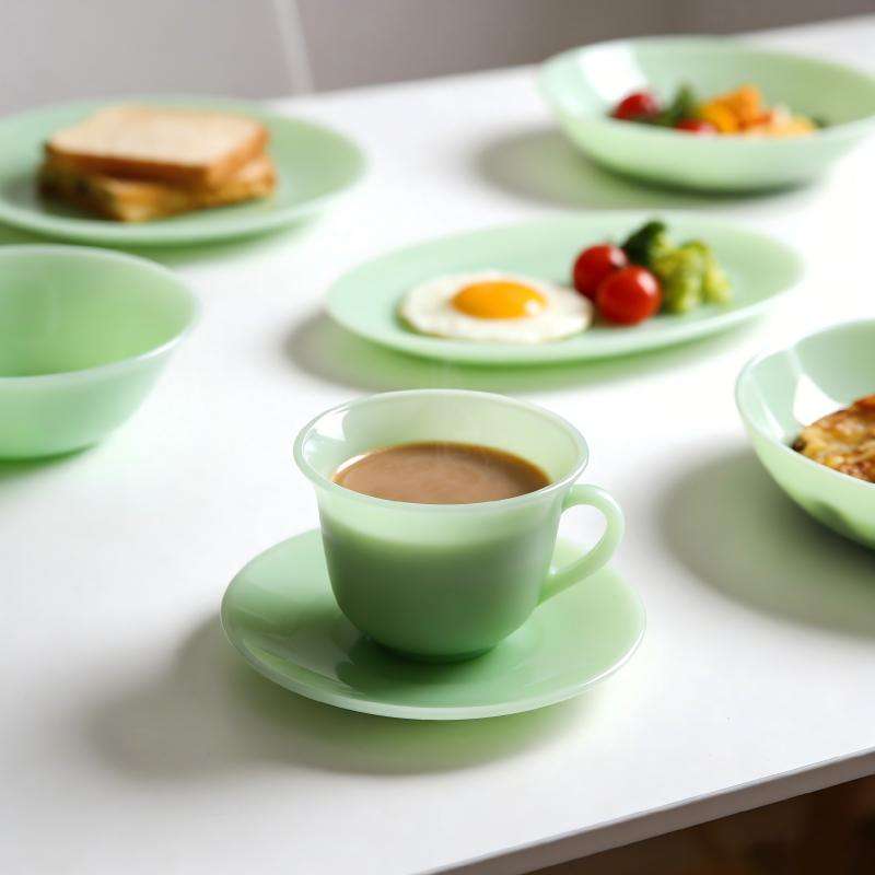 Exquisite jade opal glass tableware set- GREEN series (6)