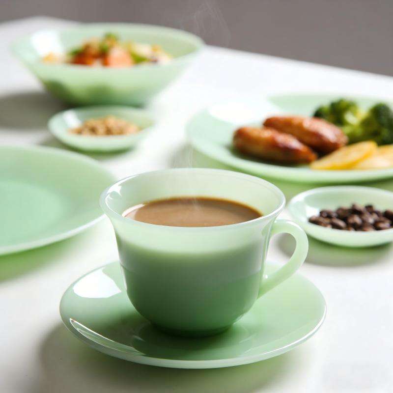 Exquisite jade opal glass tableware set- GREEN series (7)