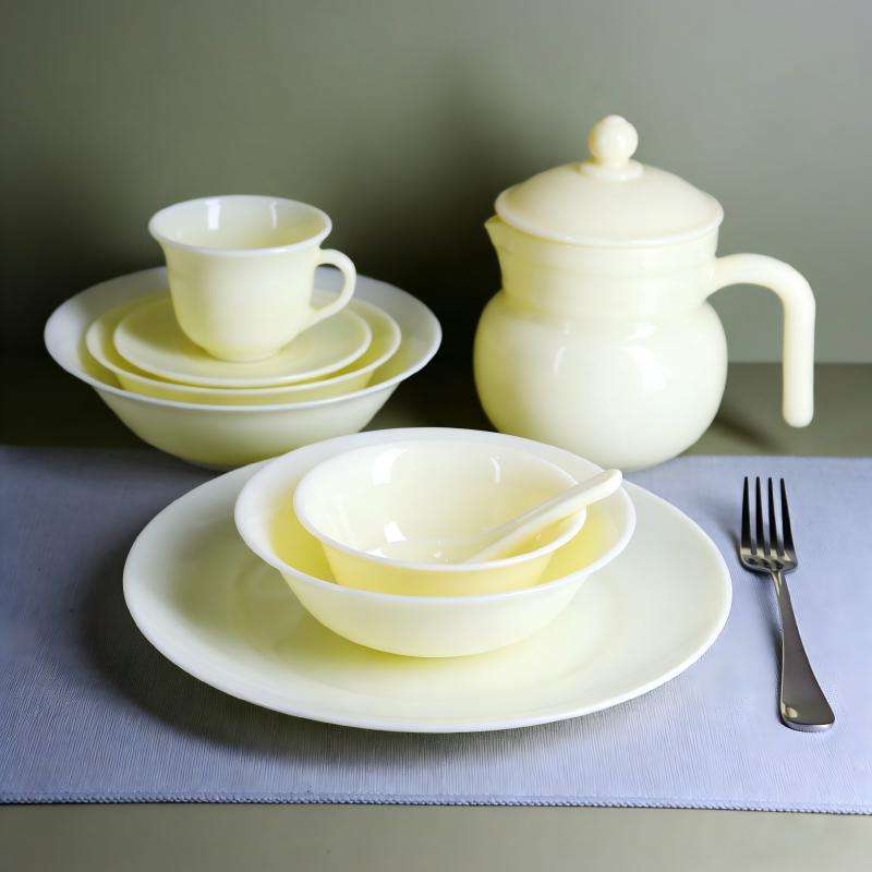 Exquisite jade opal glass tableware set- YELLOW series (8)