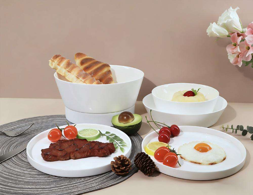 Exquisite white opal glass tableware- STRAIGHT EDGE series (2)
