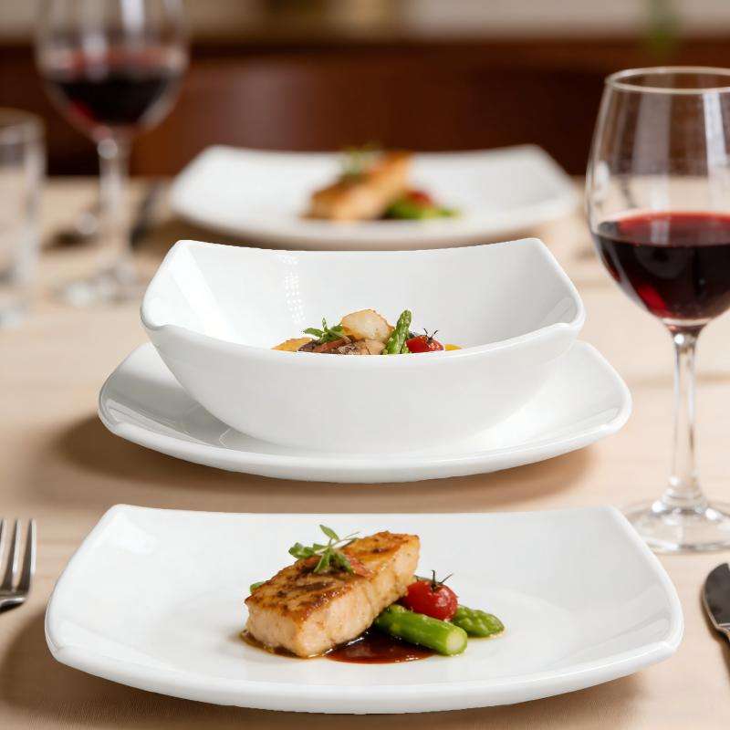 Machine press white opal glass tableware- FLOATING series (2)
