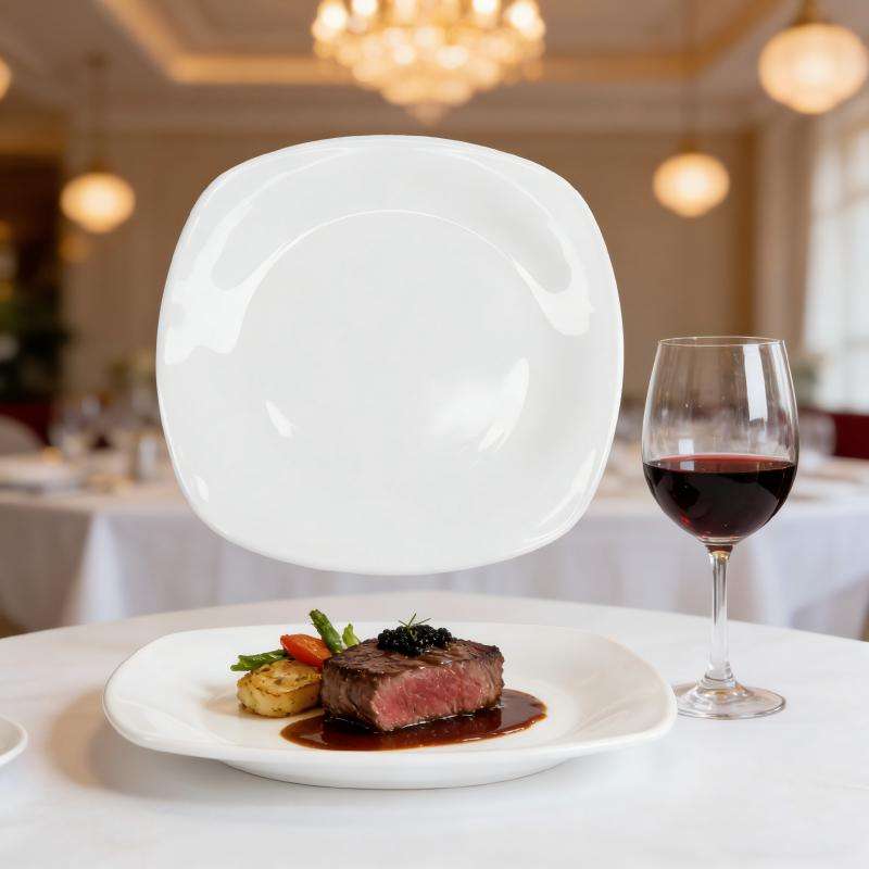 Machine press white opal glass tableware- SQUARE series (3)