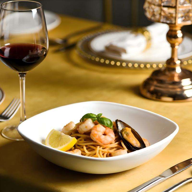 Machine press white opal glass tableware- SQUARE series (5)