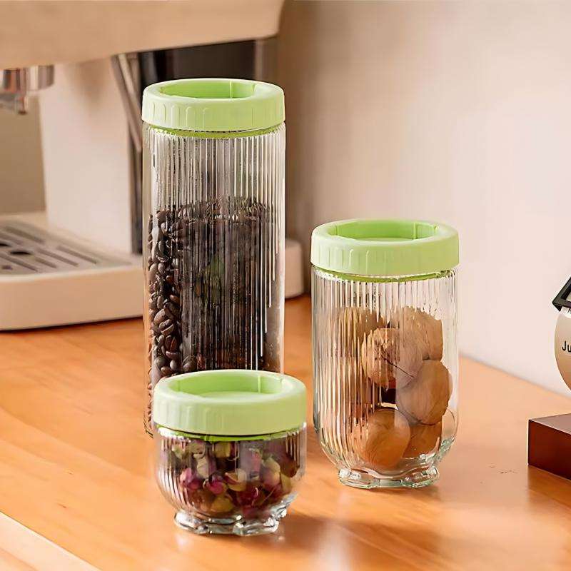 Cat paw patterned glass storage jar with Vertical texture, stackable design, creative kitchen container for snacks and nuts (4)