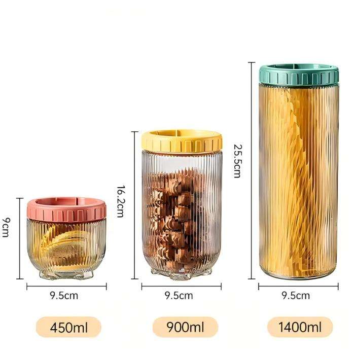Cat paw patterned glass storage jar with Vertical texture, stackable design, creative kitchen container for snacks and nuts (6)