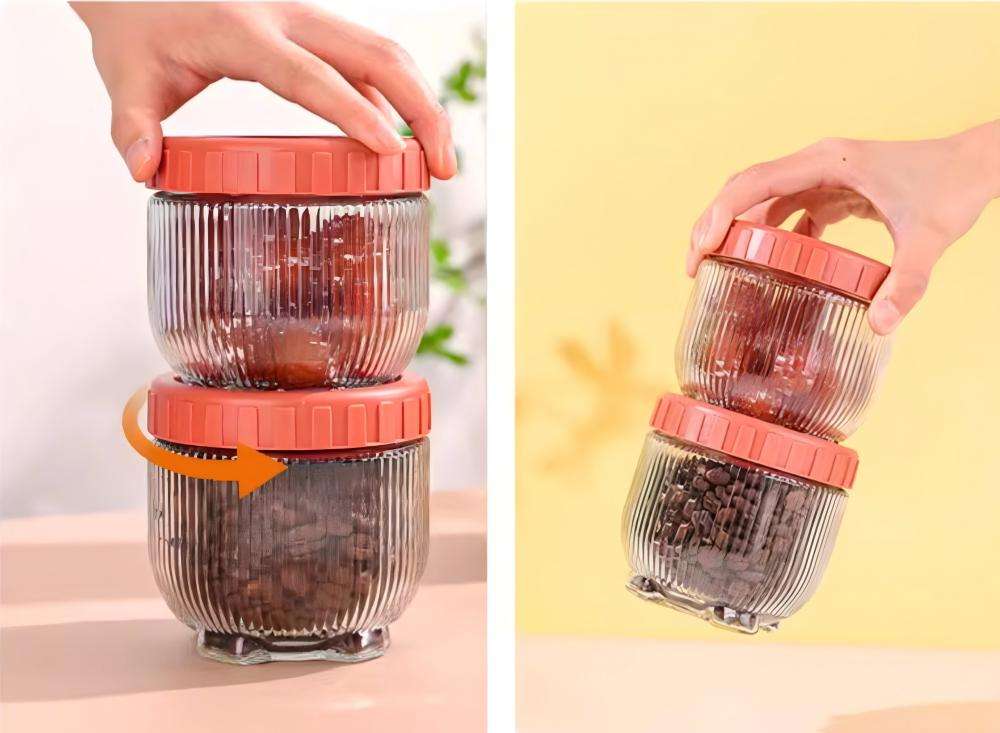 Cat paw patterned glass storage jar with Vertical texture, stackable design, creative kitchen container for snacks and nuts (7)