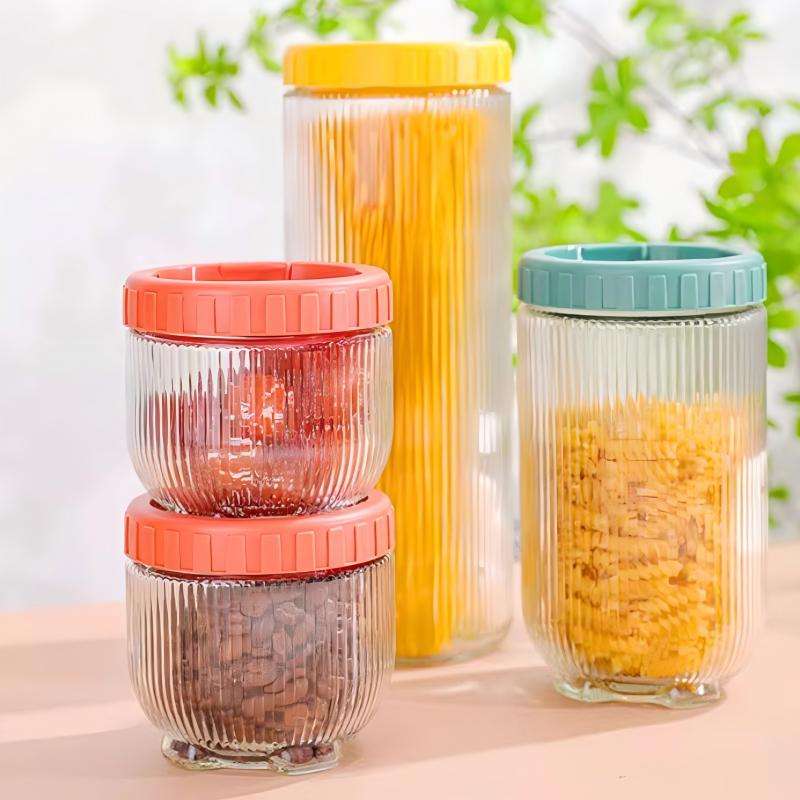 Cat paw patterned glass storage jar with Vertical texture, stackable design, creative kitchen container for snacks and nuts (8)