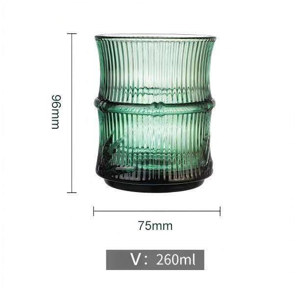 Dark Green Bamboo Pattern Cup Set with bamboo leaf relief, stackable for easy storage (6)