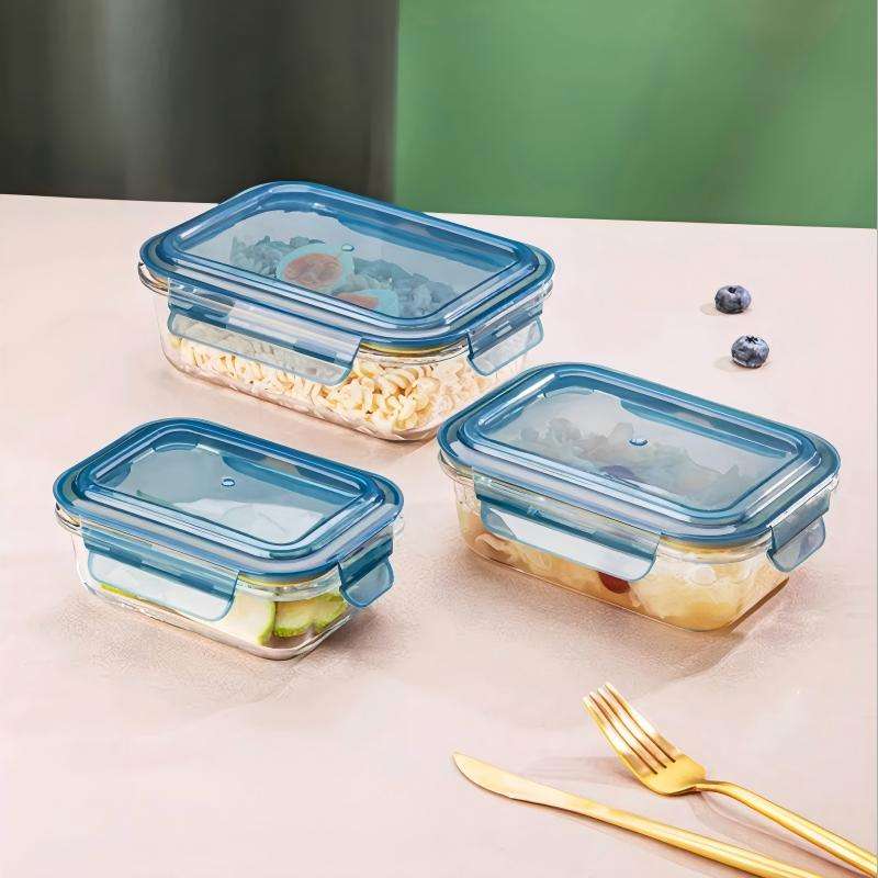 Rectangular high borosilicate glass food storage containers, 3 sizes available (10)