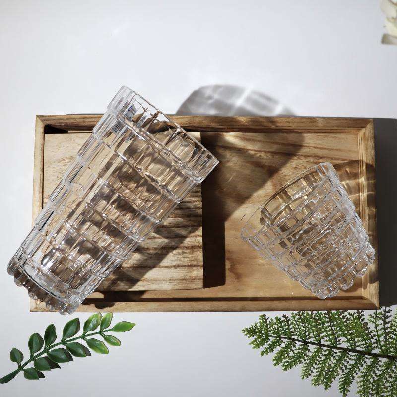 Great Wall Pattern Glass Cups, Creative Stackable Design Space-Saving, Multi-use for Water, Juice & Whisky (3)