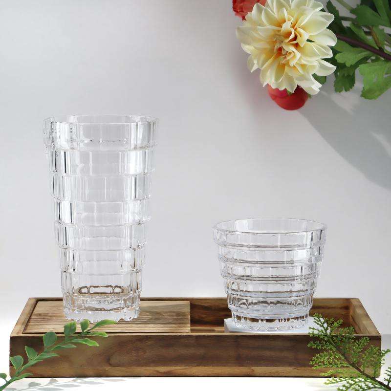 Great Wall Pattern Glass Cups, Creative Stackable Design Space-Saving, Multi-use for Water, Juice & Whisky (4)