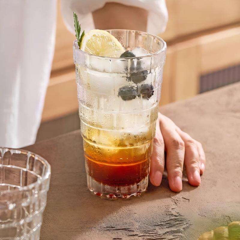 Great Wall Pattern Glass Cups, Creative Stackable Design Space-Saving, Multi-use for Water, Juice & Whisky (6)