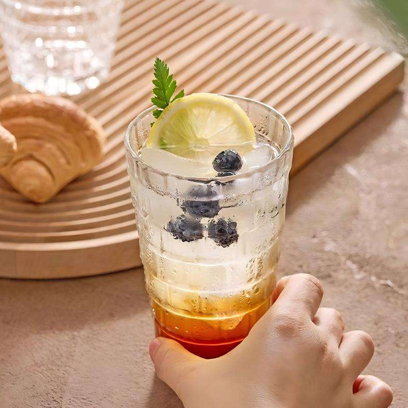 Great Wall Pattern Glass Cups, Creative Stackable Design Space-Saving, Multi-use for Water, Juice & Whisky (7)