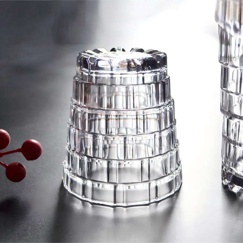 Great Wall Pattern Glass Cups, Creative Stackable Design Space-Saving, Multi-use for Water, Juice & Whisky (9)