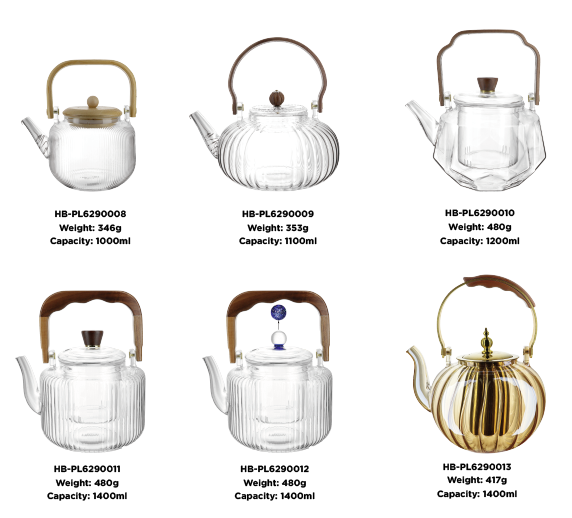 High Borosilicate Glass Teapot with Wooden Heatproof Handle, Glass&Stainless Steel Inner Infuser, Open Flame Compatible