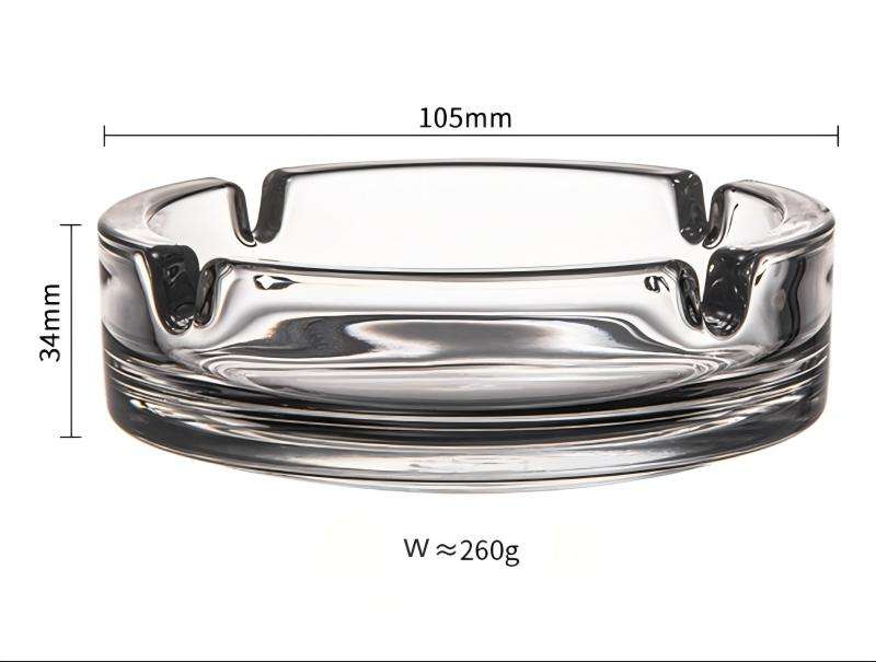 High-quality Machine-Made 10.5 cm Soda-Lime Glass Ashtray, Customizable with Logo and Patterns (4)