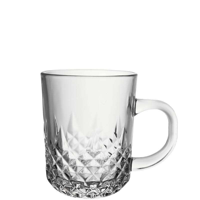 Premium Machine-Produced 225ml Soda-Lime Glass Cup Featuring Diamond Embossed Texture (1)