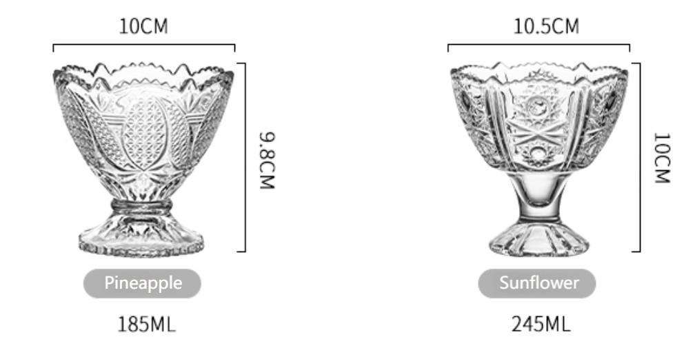 Two Elegant Machine-Made Ice Cream Cups in Sunflower and Pineapple Embossed Patterns (10)