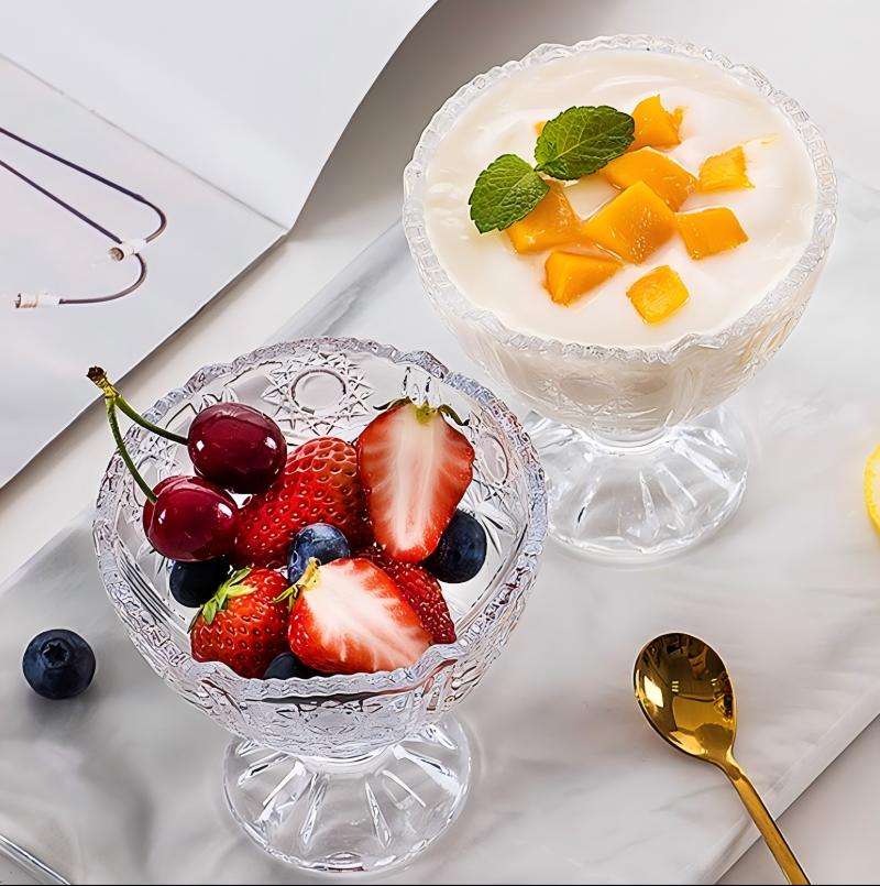 Two Elegant Machine-Made Ice Cream Cups in Sunflower and Pineapple Embossed Patterns (4)