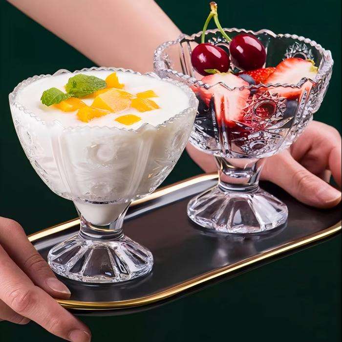 Two Elegant Machine-Made Ice Cream Cups in Sunflower and Pineapple Embossed Patterns (5)