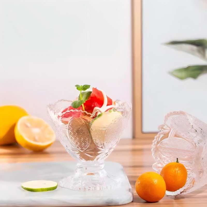Two Elegant Machine-Made Ice Cream Cups in Sunflower and Pineapple Embossed Patterns (8)
