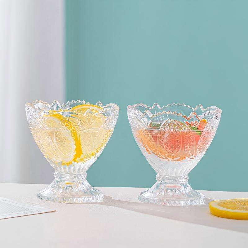 Two Elegant Machine-Made Ice Cream Cups in Sunflower and Pineapple Embossed Patterns (9)