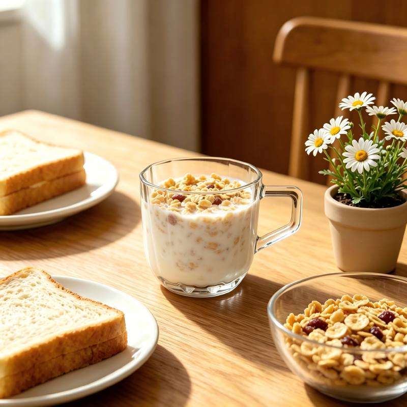 Minimalist Breakfast Milk Cup with Geometric Rim, Custom Spray Coating Available (1)