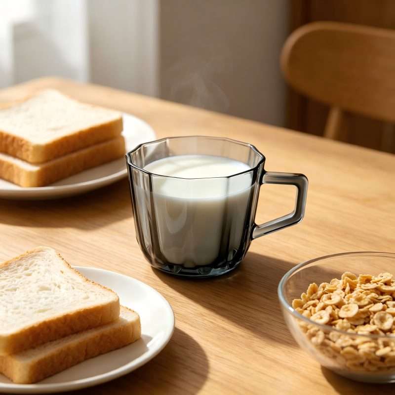 Minimalist Breakfast Milk Cup with Geometric Rim, Custom Spray Coating Available (3)