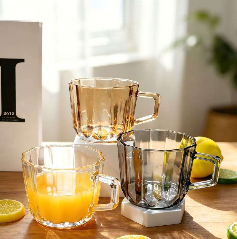 Minimalist Breakfast Milk Cup with Geometric Rim, Custom Spray Coating Available (5)
