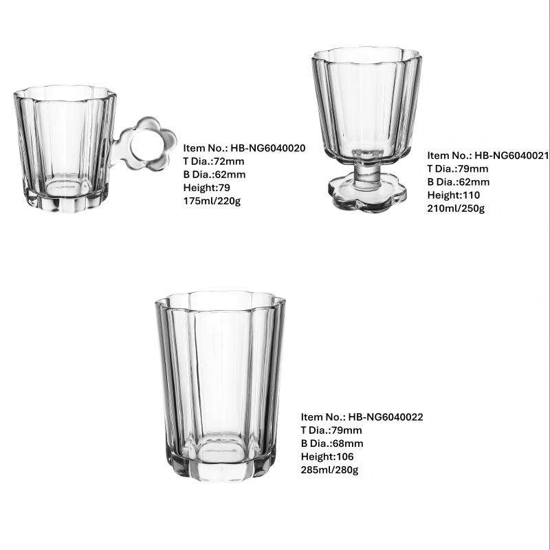 Premium Soda-Lime Glass Cups, Machine-Made, Lovely Flower Shape (1)