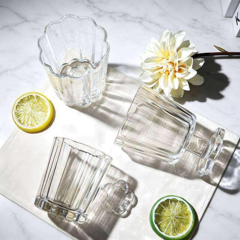 Premium Soda-Lime Glass Cups, Machine-Made, Lovely Flower Shape (5)