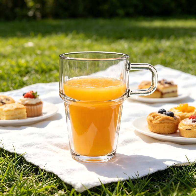 Premium Soda-Lime Glass Stackable Cups, Available in Two Styles Clear Smooth & Vertical Striped (10)