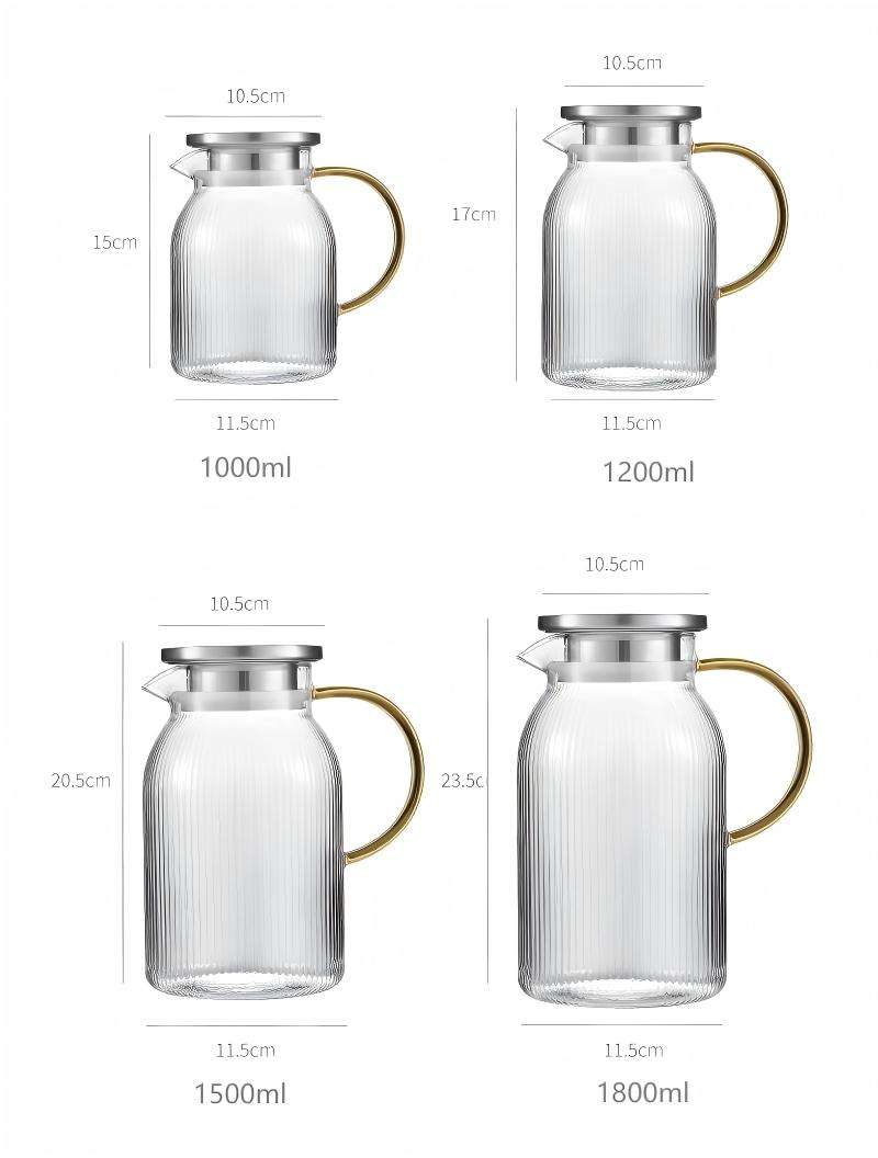 Bestselling Premium Borosilicate Glass Water Pitcher with Vertical Embossed Patterns & 304 Stainless Steel Lid (14)