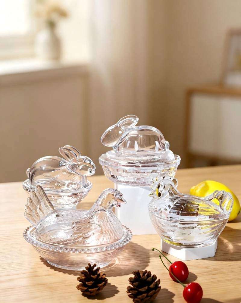Elegant Easter Candy Jars with Chicken & Rabbit-Shaped Designs (1)