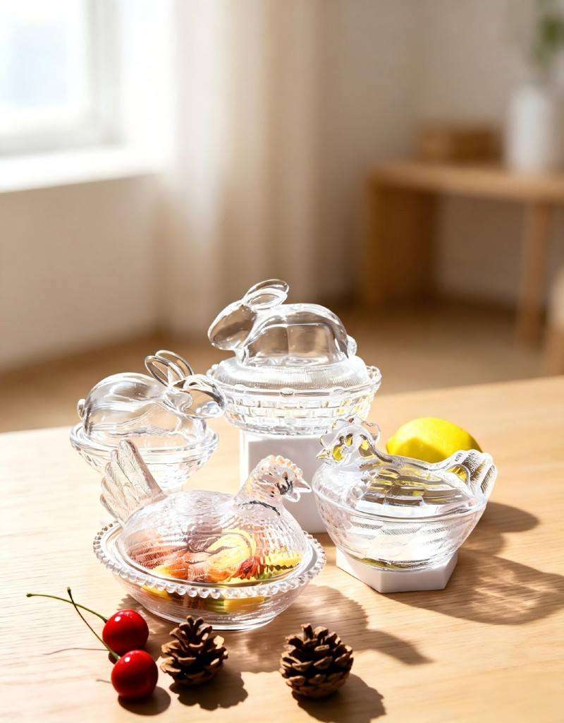 Elegant Easter Candy Jars with Chicken & Rabbit-Shaped Designs (2)