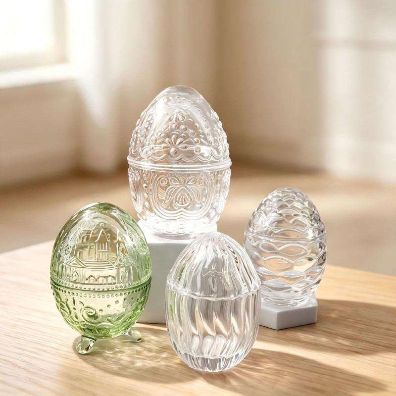 Exquisite Easter Egg Candy Jars with Decorative Emboss Patterns (1)