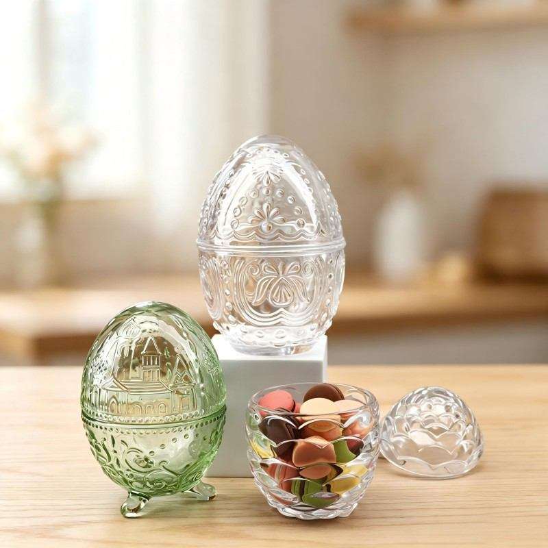 Exquisite Easter Egg Candy Jars with Decorative Emboss Patterns (2)