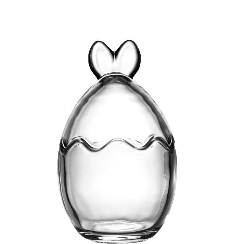 Easter Egg Candy Jars with short rabbit ears Crafted from Super White Soda-Lime Glass