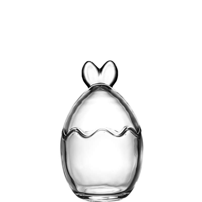 Easter Egg Candy Jars with short rabbit ears Crafted from Super White Soda-Lime Glass