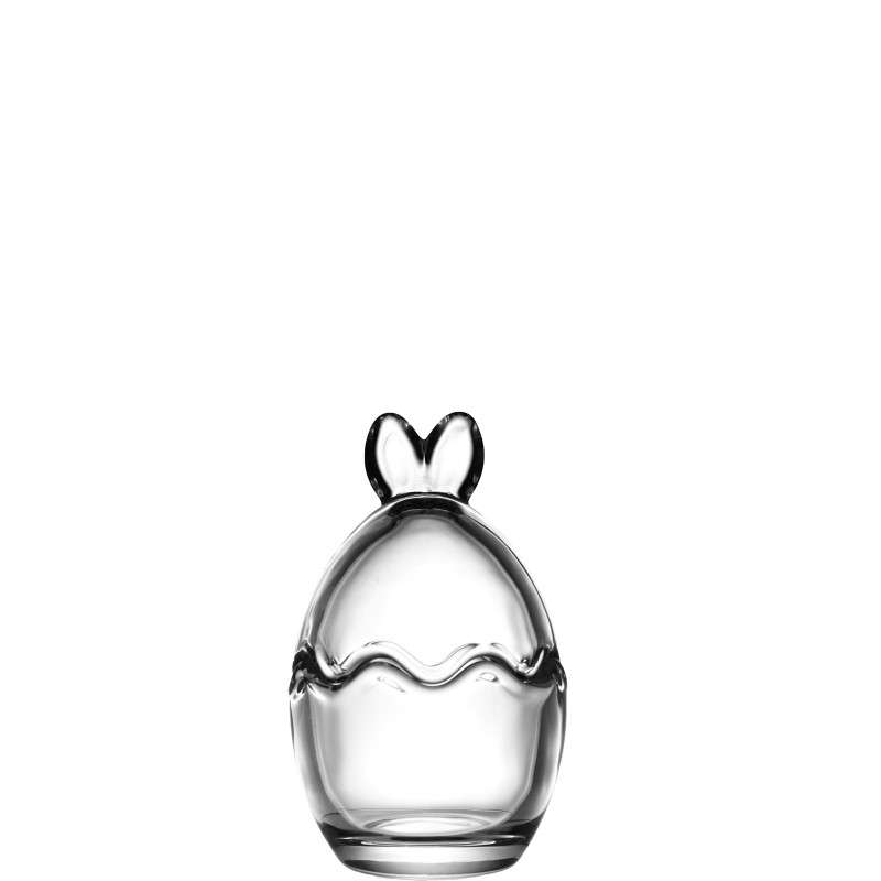 Easter Egg Candy Jars with short rabbit ears Crafted from Super White Soda-Lime Glass